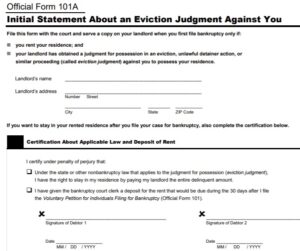 BANKRUPTCY COURT FORM 101a