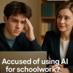 Concerned college student meeting with a lawyer in New York after being accused of using artificial intelligence for schoolwork.