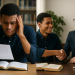 A New York college student meeting with a lawyer for legal assistance after facing academic and disciplinary issues, showing professional support and reassurance.