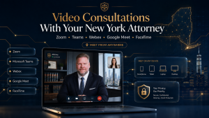 Attorney Ronald S. Cook offering secure New York video consultations by Zoom, Microsoft Teams, Webex, Google Meet, and FaceTime from any device.